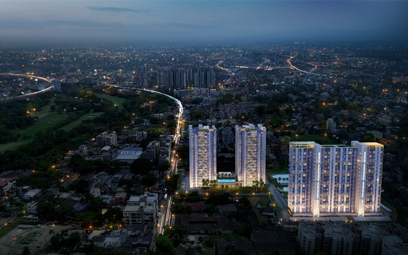 Sky View Elevation of luxury flats in south kolkata 